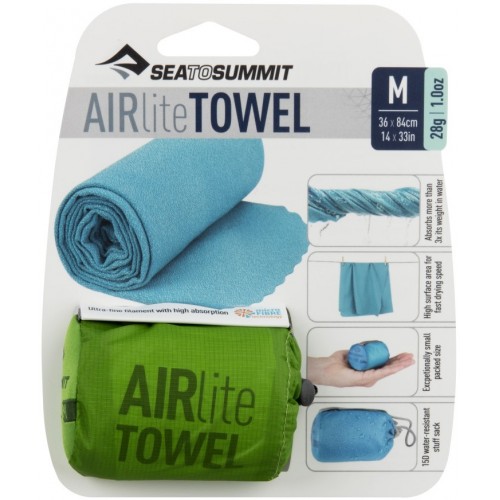 Sea to Summit AIRLITE TOWEL lightweight, super compact, fast drying travel towel. Lime